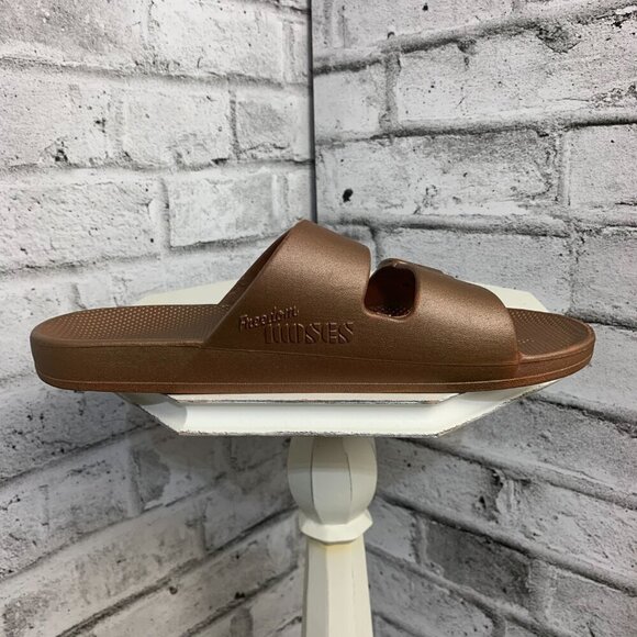 Freedom Moses Two-Band Slide Copper Slip On Sandals - Picture 3 of 10